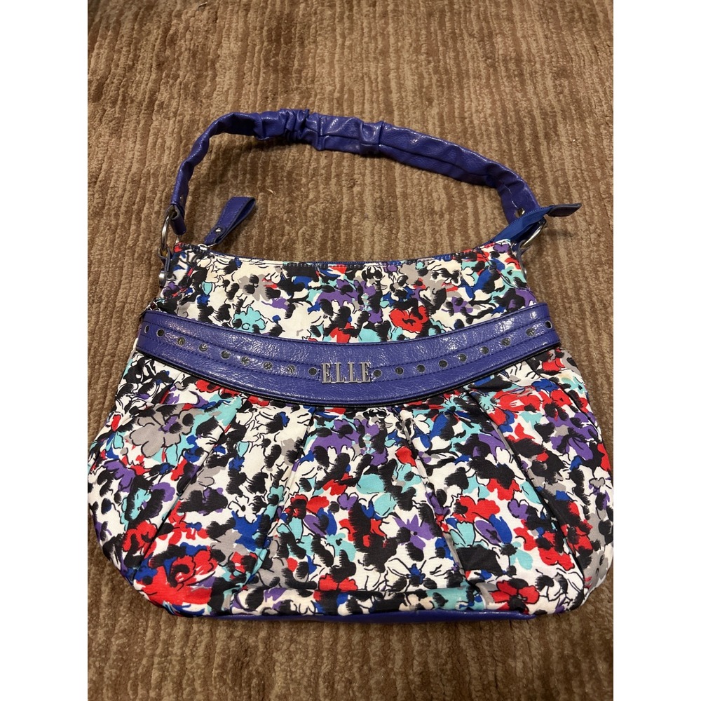 Elle Floral Hobo Bag Purse Shoulder Bag Designer Print Colorful NWOT‎